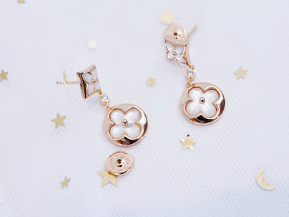 [⭐Shinejoy]スター＆サン ピンクゴールド MOP ドロップピアス