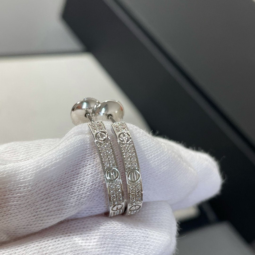 [⭐Shinejoy]LOVE DIAMOND SILBER-CREOLEN