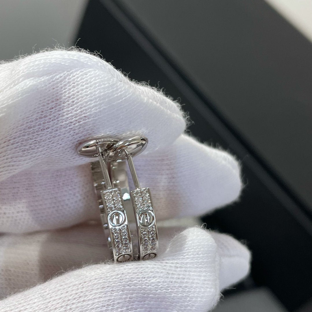 [⭐Shinejoy]LOVE DIAMOND SILBER-CREOLEN