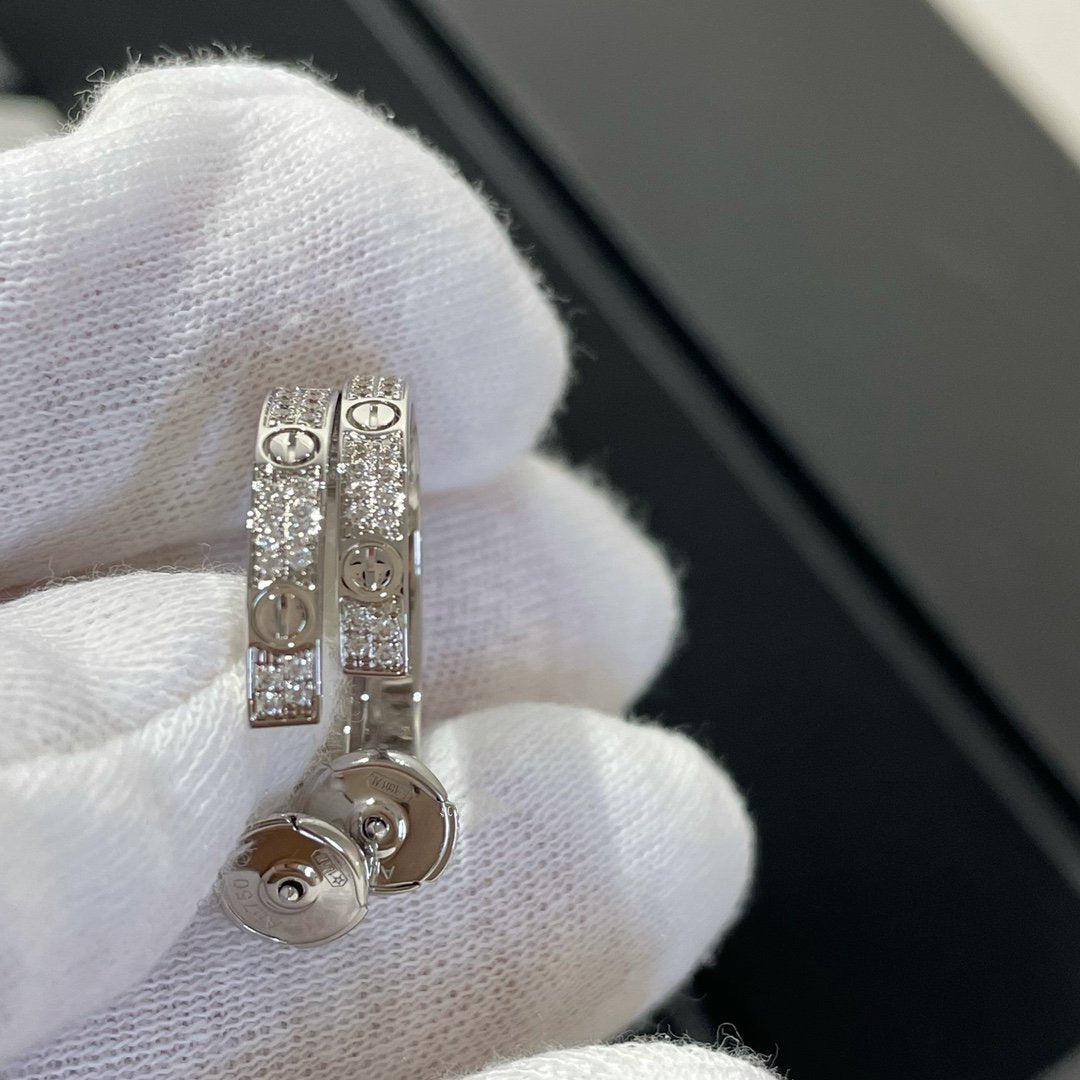 [⭐Shinejoy]LOVE DIAMOND SILBER-CREOLEN