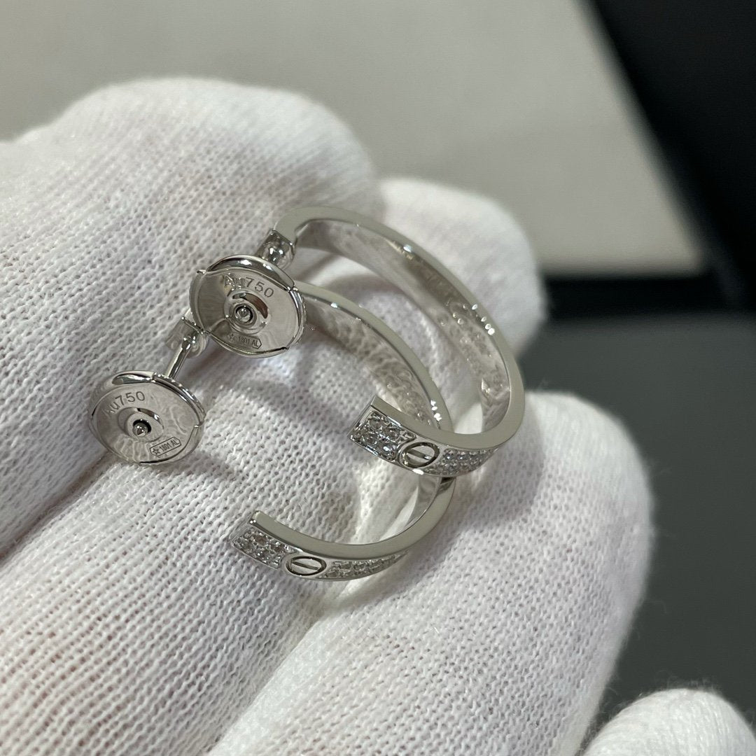 [⭐Shinejoy]LOVE DIAMOND SILBER-CREOLEN