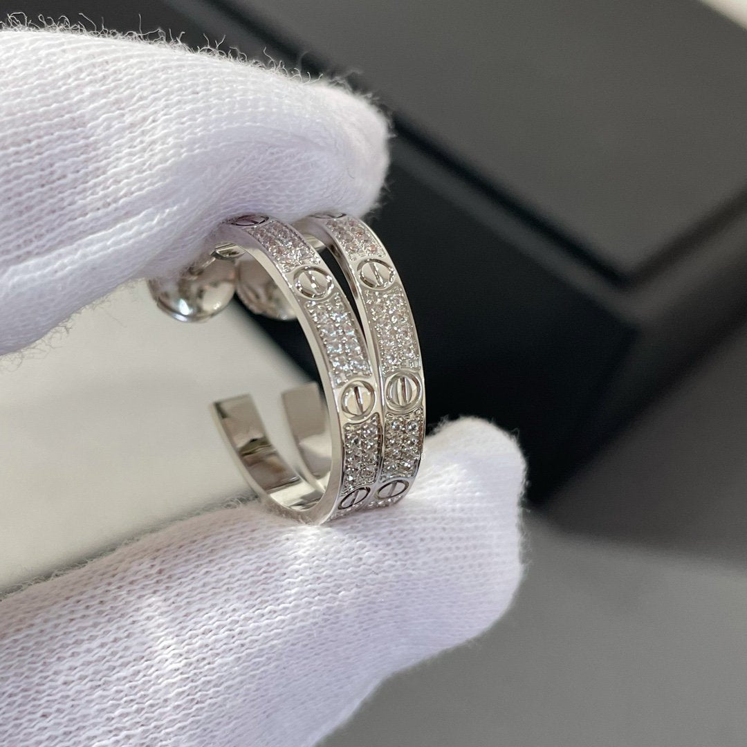 [⭐Shinejoy]LOVE DIAMOND SILBER-CREOLEN