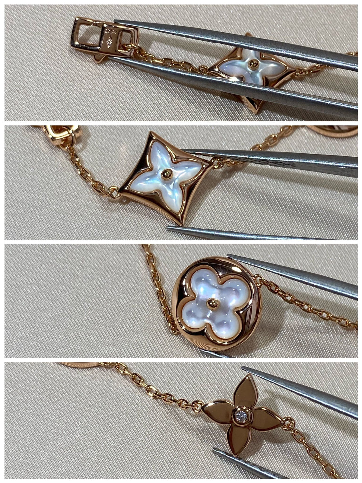 [⭐Shinejoy]スター＆サン 5モチーフ マザーオブパール ピンクゴールド ブレスレット