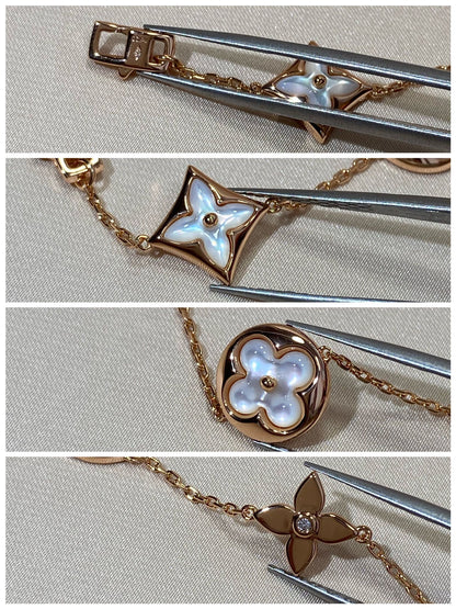 [⭐Shinejoy]スター＆サン 5モチーフ マザーオブパール ピンクゴールド ブレスレット