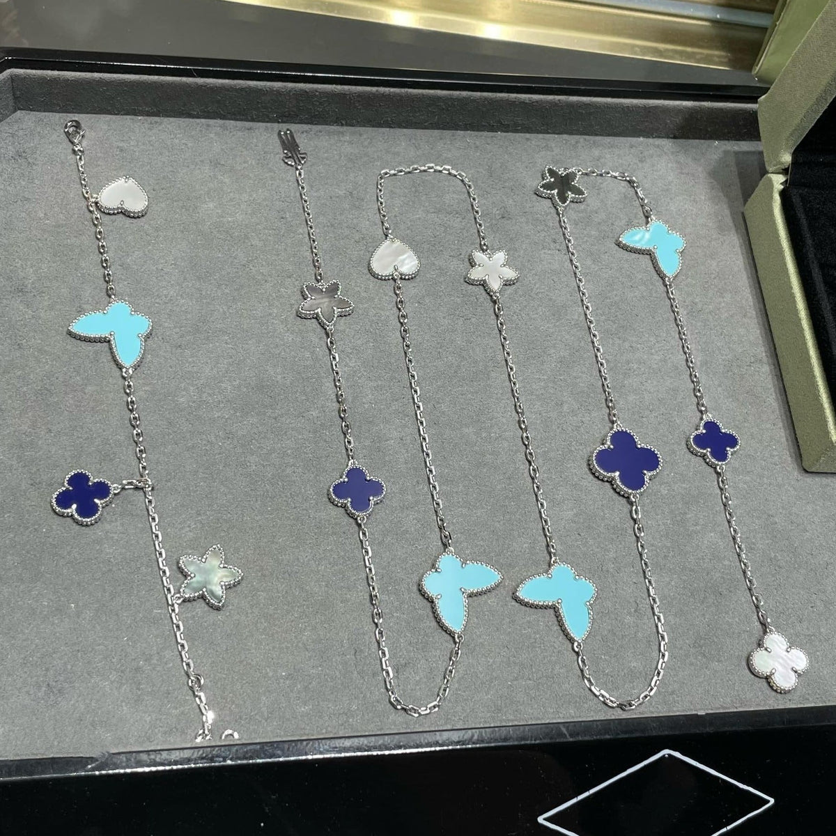 [⭐Shinejoy]ラッキークローバー シルバー 11モチーフ ネックレス