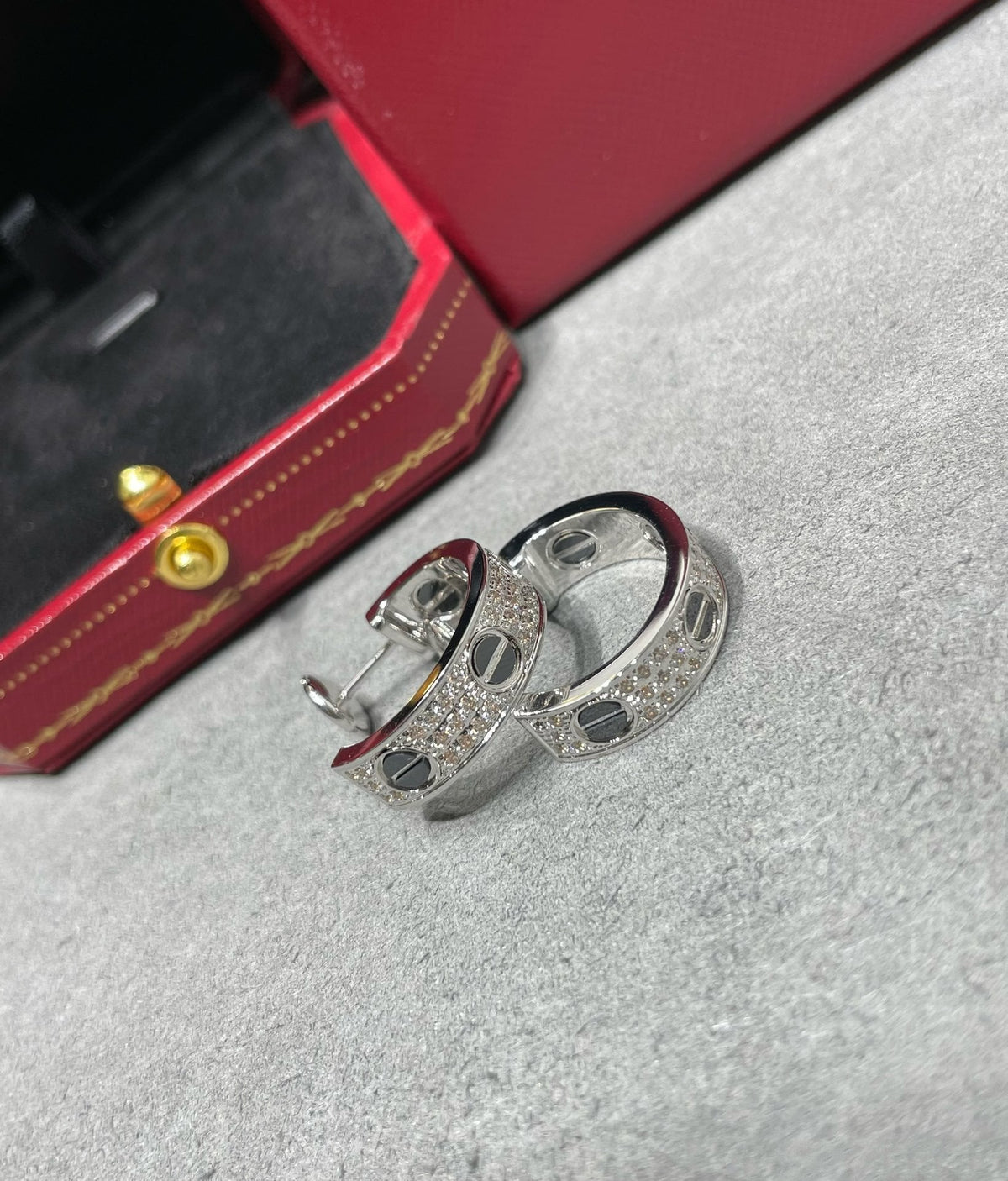[⭐Shinejoy]LOVE KERAMIK-DIAMANT-PAVÉ-SILBEROHRRINGE