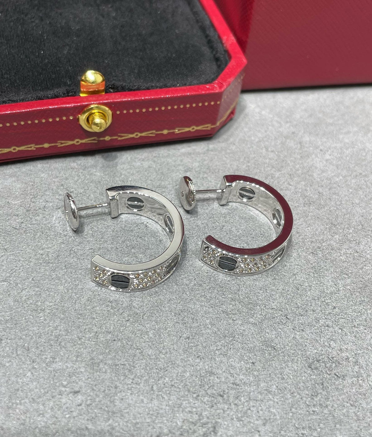 [⭐Shinejoy]LOVE KERAMIK-DIAMANT-PAVÉ-SILBEROHRRINGE