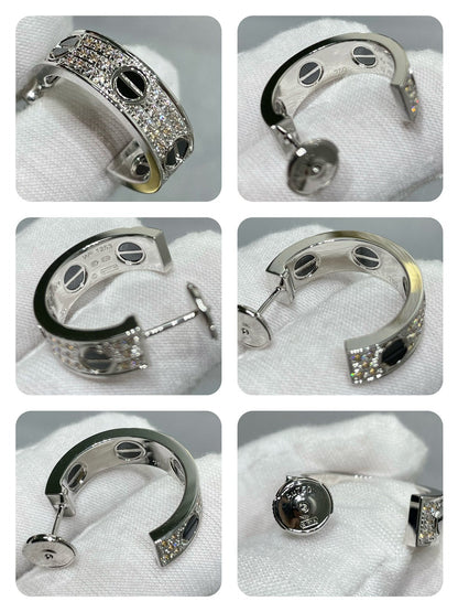 [⭐Shinejoy]LOVE KERAMIK-DIAMANT-PAVÉ-SILBEROHRRINGE