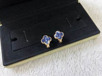 [⭐Shinejoy]CLOVER PIETERSITE MEDIUM STUD EARRINGS