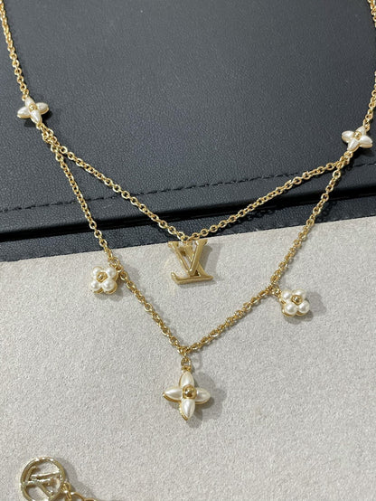 [⭐Shinejoy]フラワグラム ゴールドモップ ダブルローネックレス