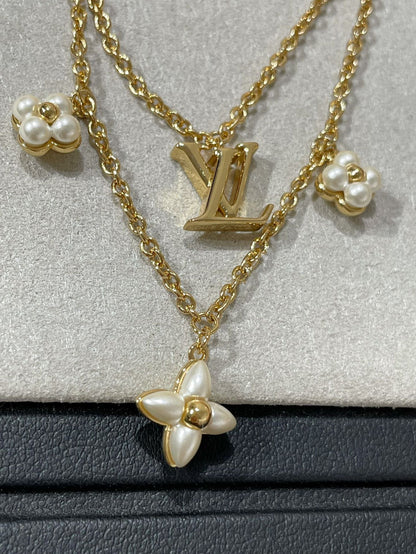 [⭐Shinejoy]フラワグラム ゴールドモップ ダブルローネックレス