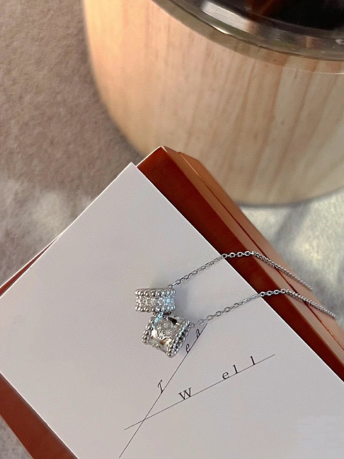 [⭐Shinejoy]PERLEE DOPPEL-ANHÄNGER SILBER DIAMANT-HALSKETTE