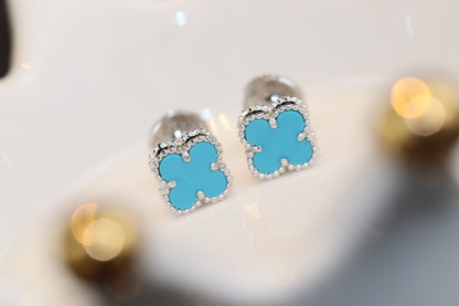 [⭐Shinejoy]クローバーミニターコイズシルバーピアス