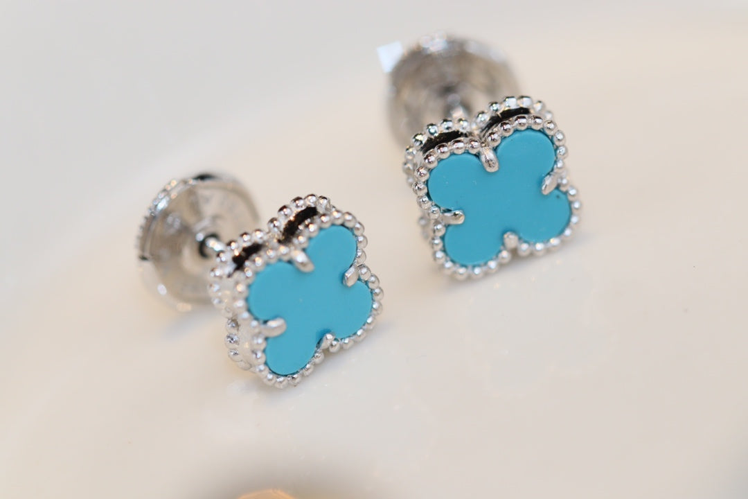 [⭐Shinejoy]クローバーミニターコイズシルバーピアス