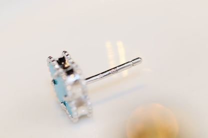 [⭐Shinejoy]クローバーミニターコイズシルバーピアス