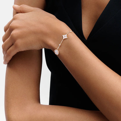 [⭐Shinejoy]STAR AND SUN 4 MOTIF WHITE MOP PINK GOLD BRACELET