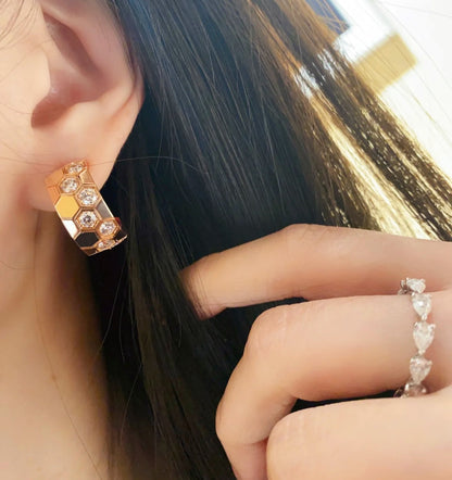 [⭐Shinejoy]BEE LOVE ダイヤモンドフープピアス