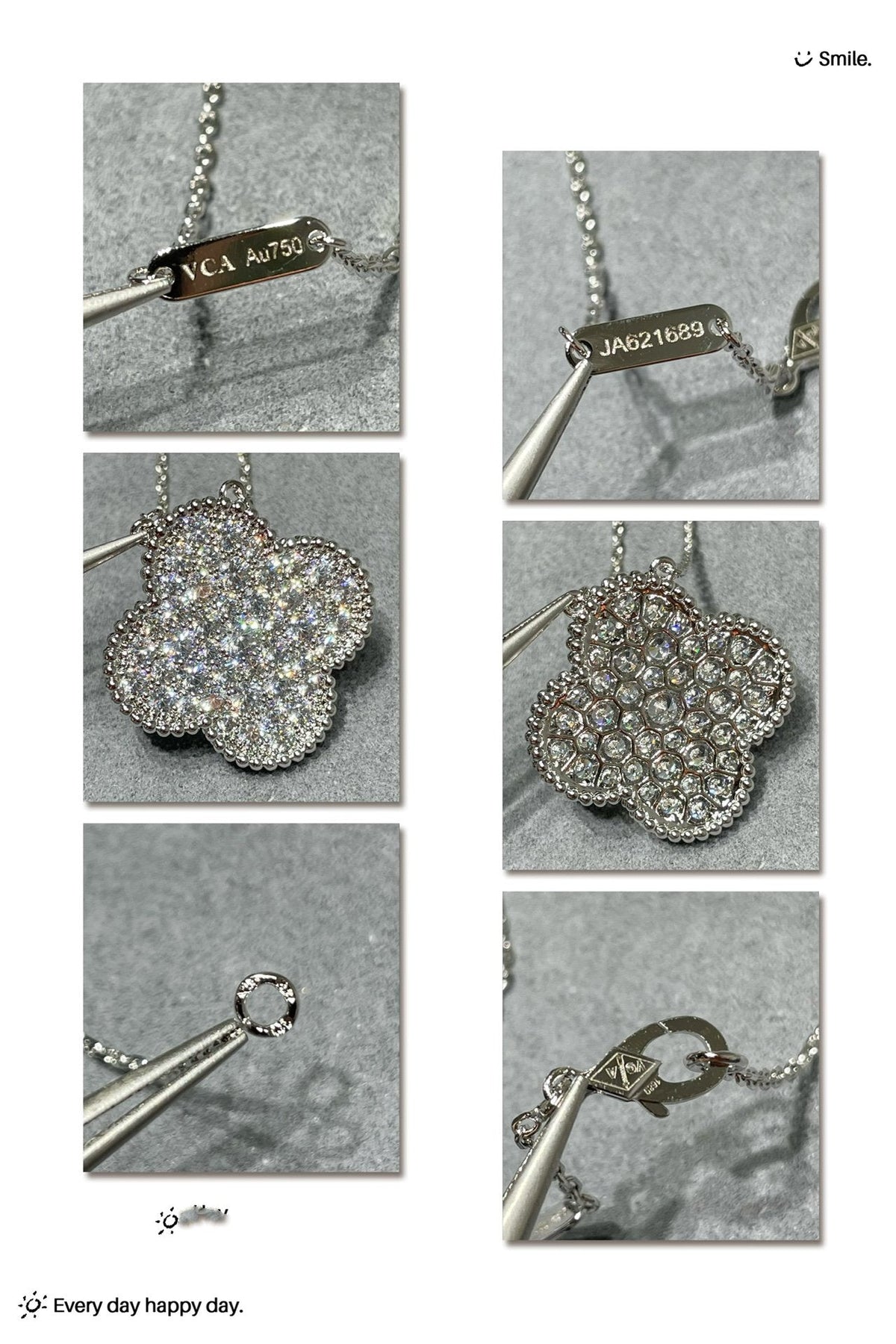 [⭐Shinejoy]CLOVER 25MM ラージペンダント ダイヤモンドパヴェ シルバーネックレス