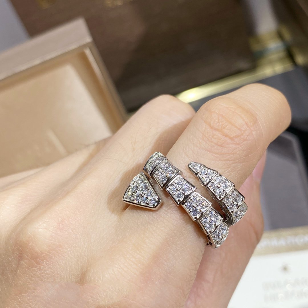 [⭐Shinejoy]セルペンティ ダブルリング シルバー ダイヤモンド パヴェ