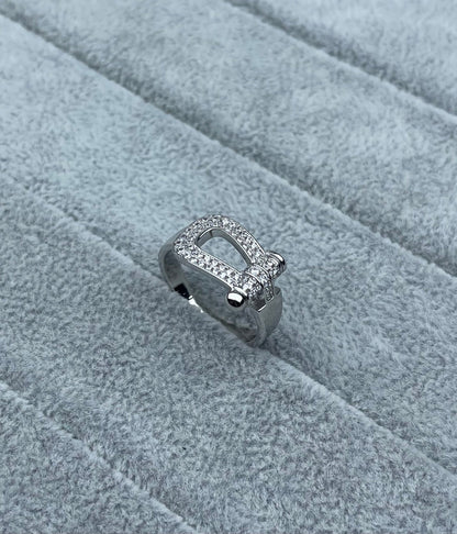 [⭐Shinejoy]Wide Hoof-Shaped Diamond-Studded Ring