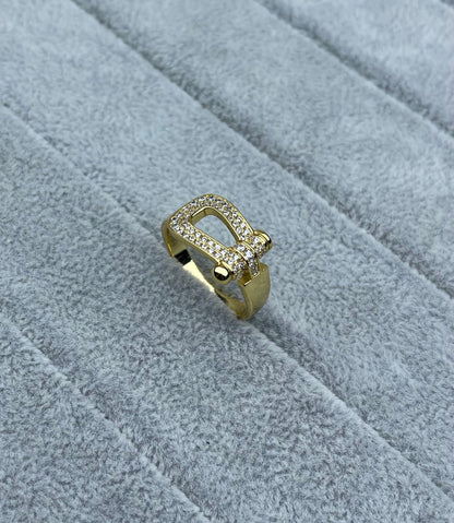 [⭐Shinejoy]Wide Hoof-Shaped Diamond-Studded Ring