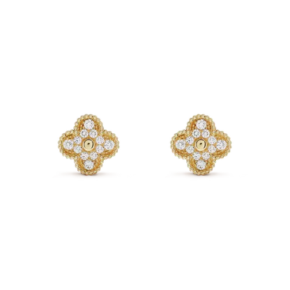 [⭐Shinejoy]クローバー ミディアム 1モチーフ フルダイヤモンド ピアス