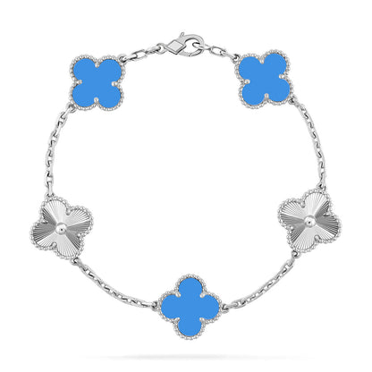 [⭐Shinejoy] CLOVER 5-MOTIV ARMBAND-KOLLEKTION AUS BLAUEM ACHAT