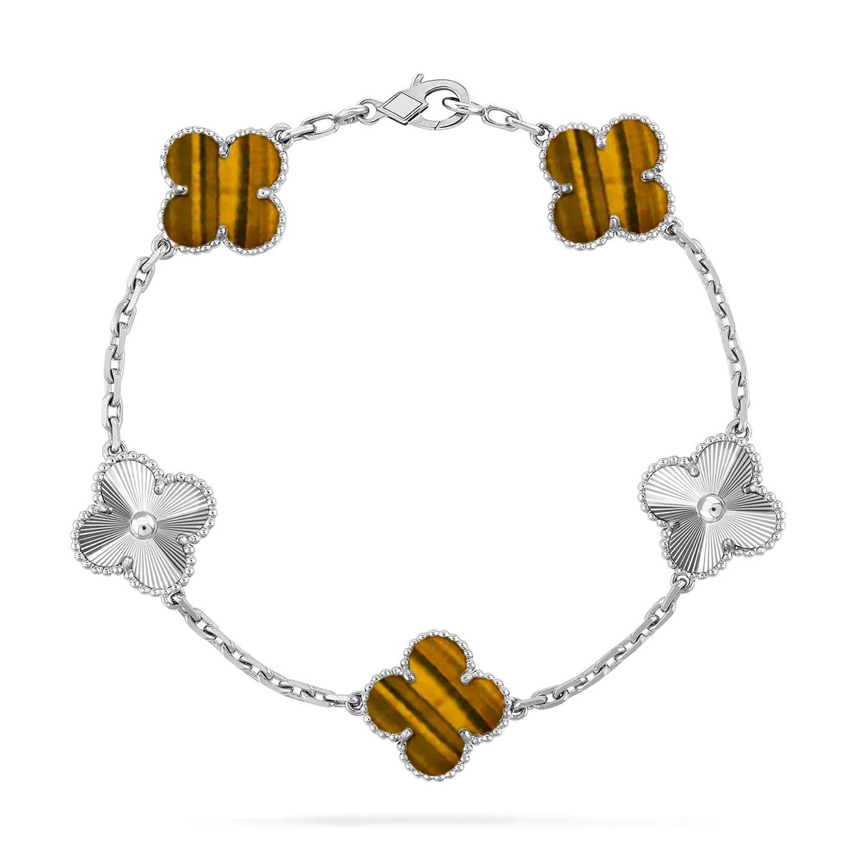 [⭐Shinejoy] CLOVER 5 MOTIFS TIGER EYE BRACELET COLLECTION