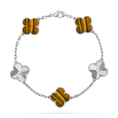 [⭐Shinejoy] CLOVER 5 MOTIFS TIGER EYE BRACELET COLLECTION
