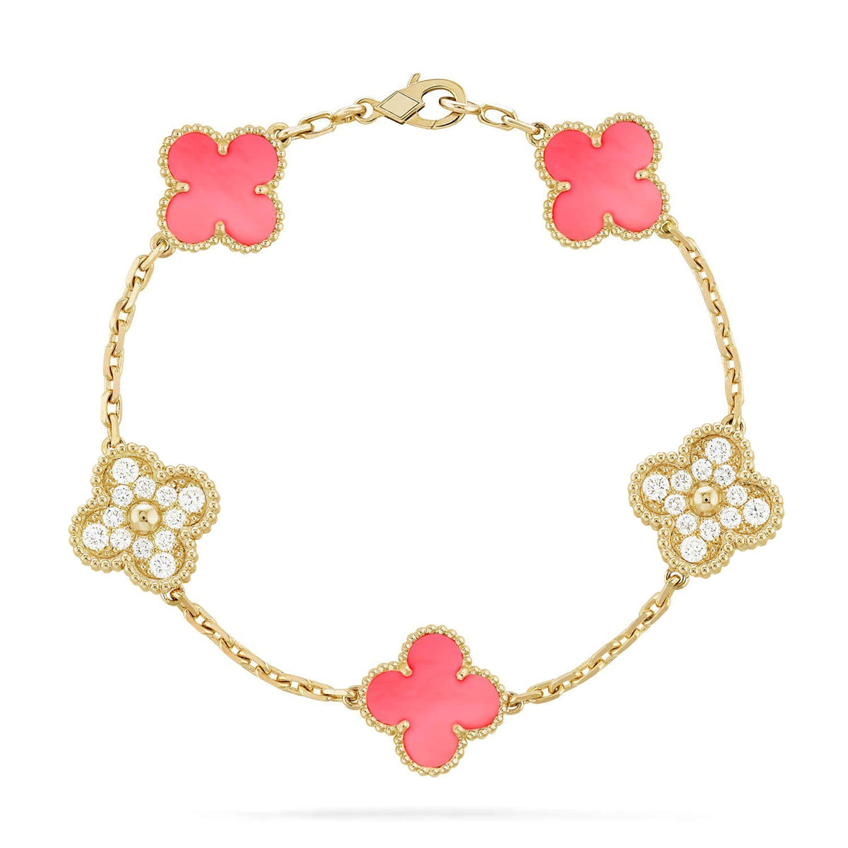 [⭐Shinejoy] CLOVER 5 MOTIFS PINK MOP ブレスレットコレクション