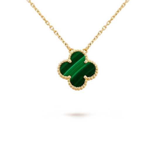 [⭐Shinejoy]CLOVER 15MM MALACHITE SINGLE FLOWER  NECKLACE