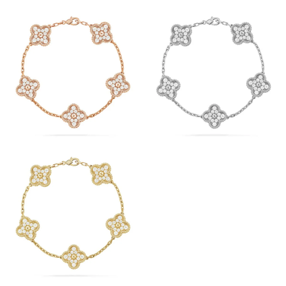 [⭐Shinejoy] CLOVER 5モチーフ フルダイヤモンド ブレスレットコレクション