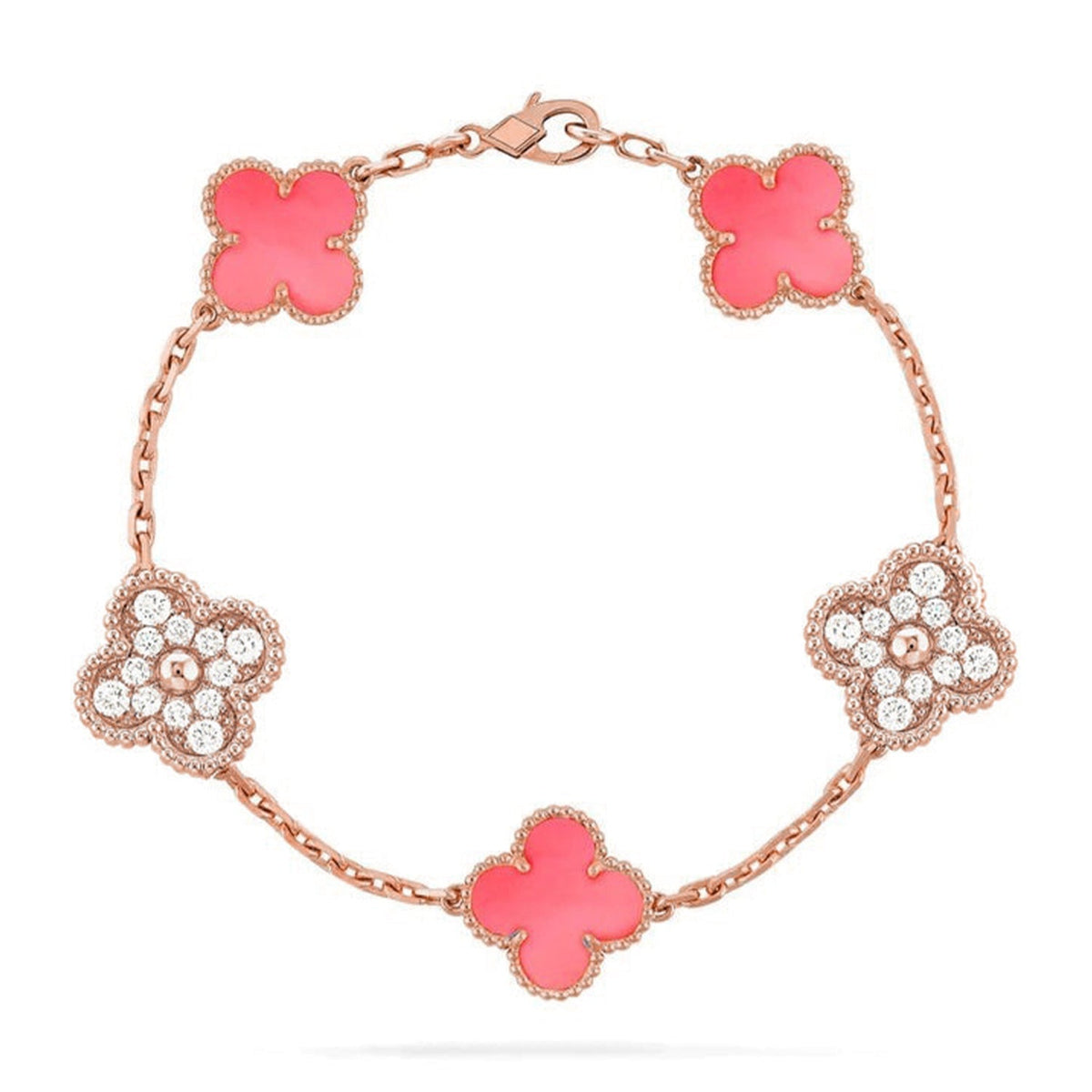 [⭐Shinejoy] CLOVER 5 MOTIFS PINK MOP ブレスレットコレクション