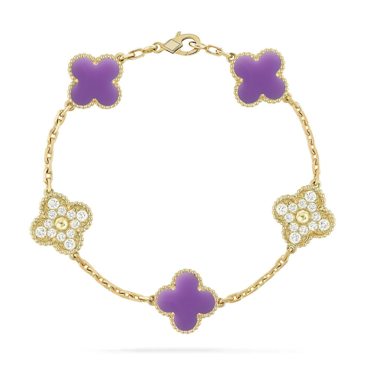 [⭐Shinejoy]CLOVER 5 MOTIF LIGHT PURPLE BRACELET COLLECTION