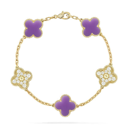 [⭐Shinejoy]CLOVER 5 MOTIF LIGHT PURPLE BRACELET COLLECTION