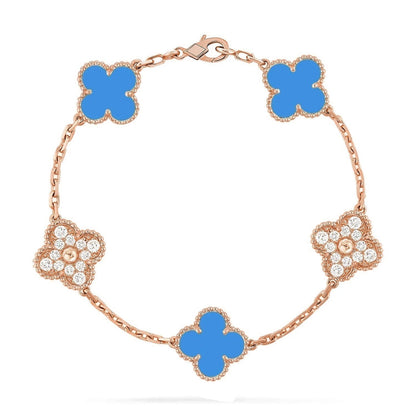 [⭐Shinejoy] CLOVER 5-MOTIV ARMBAND-KOLLEKTION AUS BLAUEM ACHAT