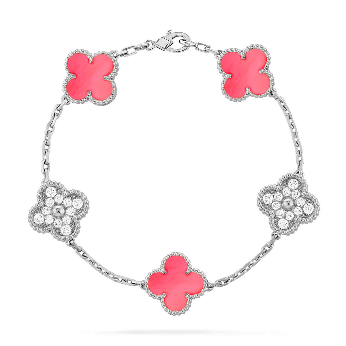 [⭐Shinejoy] CLOVER 5 MOTIFS PINK MOP ブレスレットコレクション