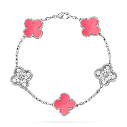 [⭐Shinejoy] CLOVER 5 MOTIFS PINK MOP ブレスレットコレクション
