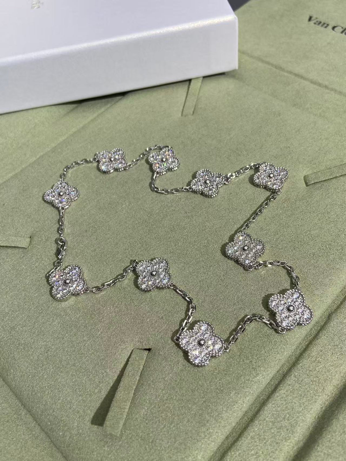 [⭐Shinejoy]CLOVER 10 MOTIFS  FULL DIAMOND NECKLACE