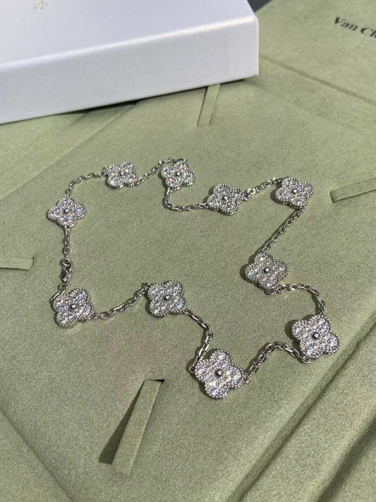 [⭐Shinejoy]CLOVER 10 MOTIFS  FULL DIAMOND NECKLACE