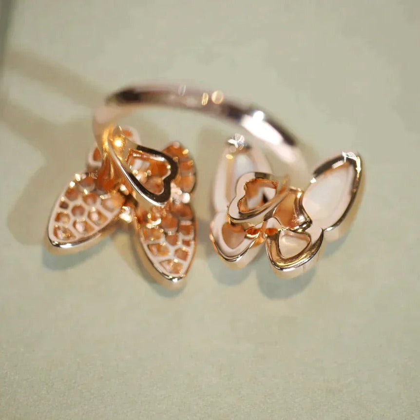 [⭐Shinejoy]TWIN BUTTERFLY DIAMANT PERLMUTT RING