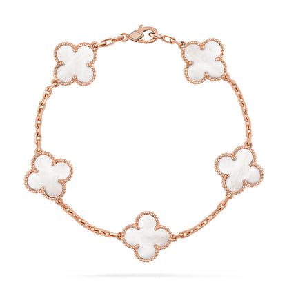 [⭐Shinejoy]CLOVER WHITE PEARL MOP 5 MOTIF BRACELET COLLECTION