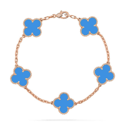 [⭐Shinejoy] CLOVER 5-MOTIV ARMBAND-KOLLEKTION AUS BLAUEM ACHAT