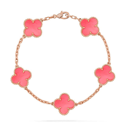 [⭐Shinejoy] CLOVER 5 MOTIFS PINK MOP ブレスレットコレクション