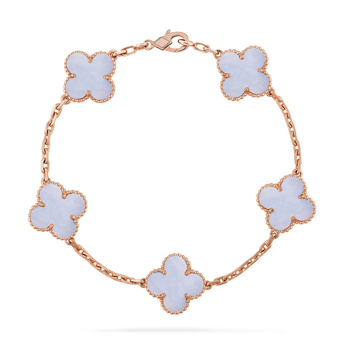 [⭐Shinejoy] CLOVER 5 MOTIF PURPLE CHALCEDONY BRACELET COLLECTION