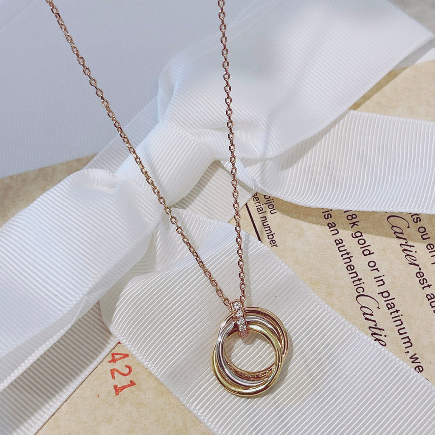 [⭐Shinejoy]TRINITY-HALSKETTE GOLD DIAMANTEN