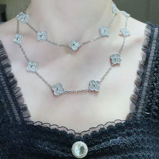 [⭐Shinejoy]CLOVER 20 MOTIFS FULL-DIAMOND NECKLACE