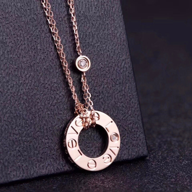 [⭐Shinejoy]LOVE ネックレス 16MM 2ダイヤモンド