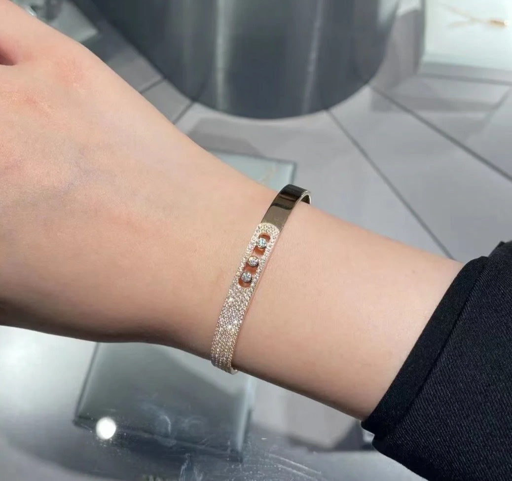 [⭐Shinejoy]Move Noa ローズゴールド パヴェダイヤモンド バングルブレスレット