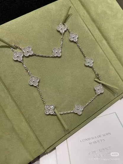 [⭐Shinejoy]CLOVER 10 MOTIFS  FULL DIAMOND NECKLACE